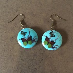 3/$10 blue stone butterfly earrings